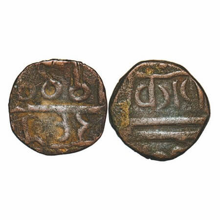 Chhota Udepur, Copper 2 Paisa, 13.92g, Jit Singhji (VS 1908-1938 / 1851-1881 AD), Obv: (Ki