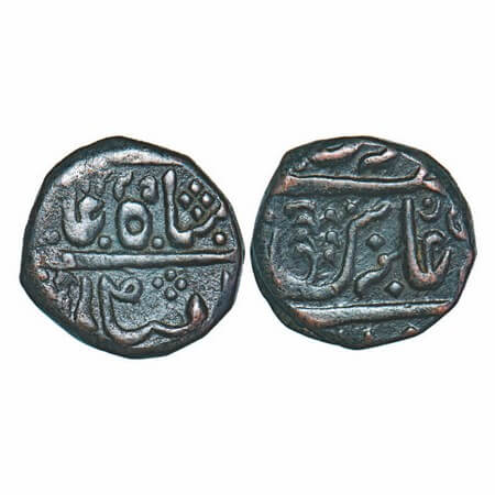 Indore, Copper ½ Anna, 11.24g, British Protectorate Issue, INO Shah Alam II, AH 1225, Jhar