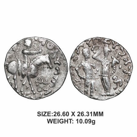 Indo-Scythians, Zeionises (c. 45-35 BC), Silver Tetradrachm, 10.09g, Obv: King mounted on 