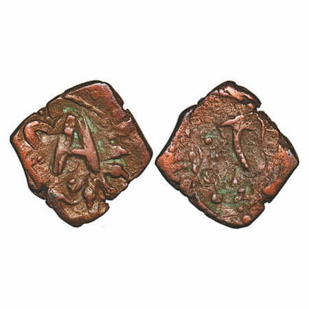 Jhabua, Copper Paisa, 10.88g, Dagger on obverse, dotted floral designs on reverse. KM Unli
