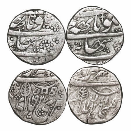 Kashmir, Silver Rupees (2 Coins), Ranbir Singh (VS 1914-1942 / 1857-1885 AD), JHS series c