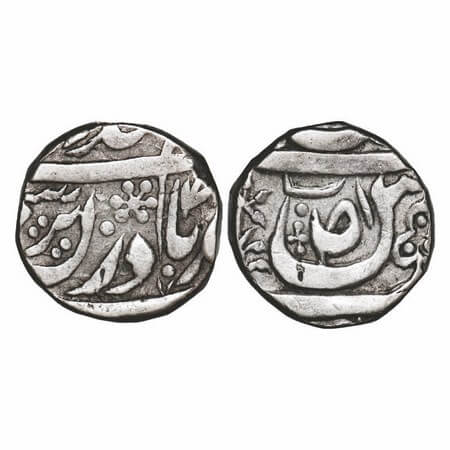 Maler Kotla, Silver Rupee, 10.80g, Sikandar Ali Khan (AH 1276-1288 / 1859-1871 AD), two fl