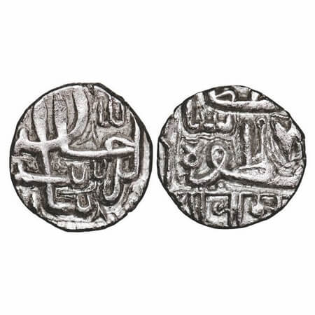 Nawanagar, Silver ½ Kori, 2.17g, British Prtectorate issue, crude variety. KM 4. Very Fine