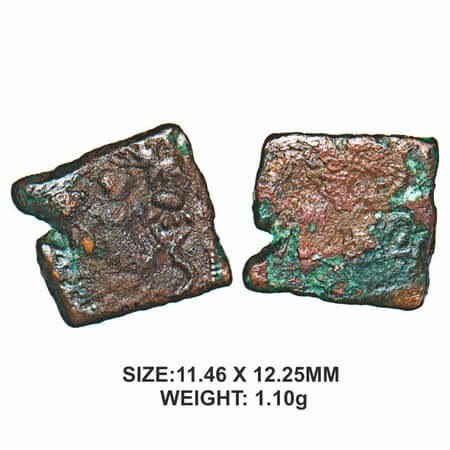 Satavahanas, SiriSatakarni I (c. 100 BC), Copper Unit, 1.10g, ’Gajalakshmi’ type, Obv: Abh