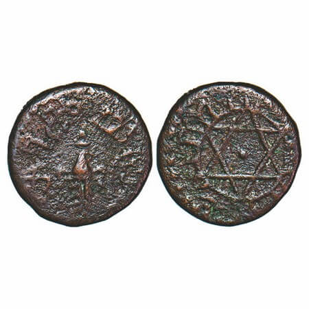 Travancore, Copper ¼ Chukram, 2.27g, Rama Varma VI (ME 1061-1099 / 1885-1924 AD), Obv: Con