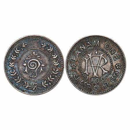 Travancore, Silver Fanam, 1.55g, Rama Varma VI (ME 1062-1101 / 1885-1924 AD), ME 1100 (192