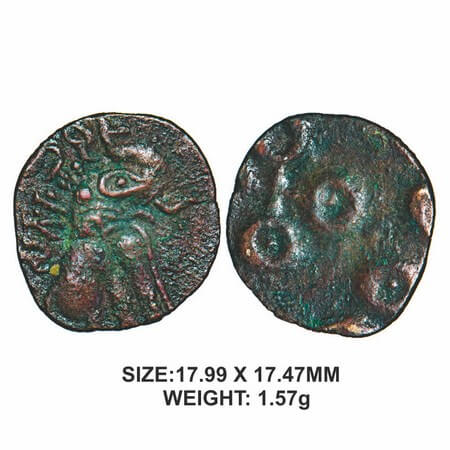 Satavahanas, SiriSatakarni & SiriPulumavi, 'Tarhala Hoard' Type, Potin Unit, 1.57g, Obv: A