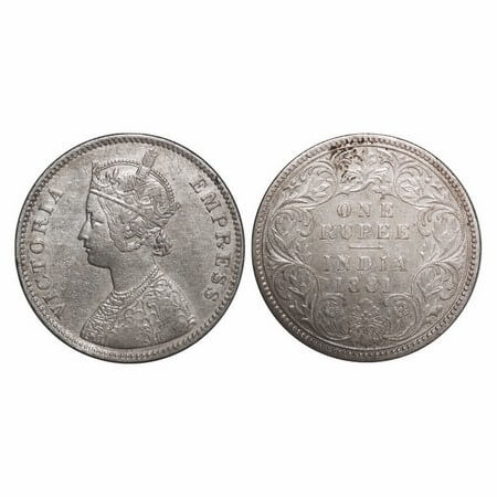 Victoria Empress, Silver, Rupee, 1881, Calcutta Mint, A1/I, 'C' incused. GK 471. Very Fine
