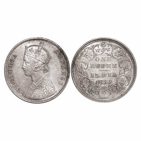 Victoria Empress, Silver, Rupee, 1885, Bombay Mint, A3/II(i), 'B' raised, Top stroke of nu