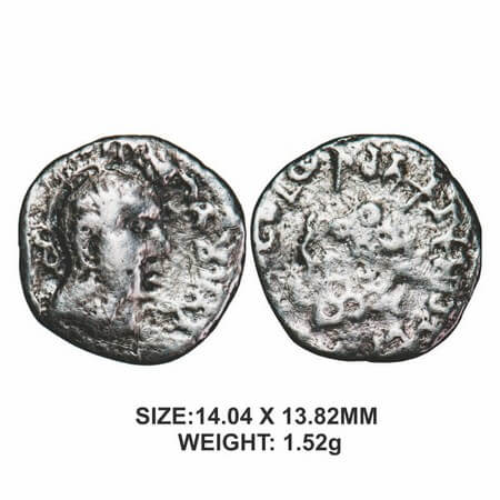 Satavahanas, Gautamiputra Sri YajnaSatakarni, Silver Drachma, 1.52g, Portrait type, Obv: B