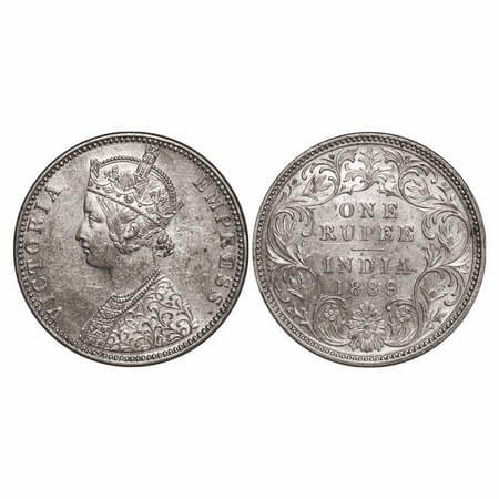 Victoria Empress, Silver, Rupee, 1889, Bombay Mint, C2/I, 'B' incused, Ghost on Rev. GK 56