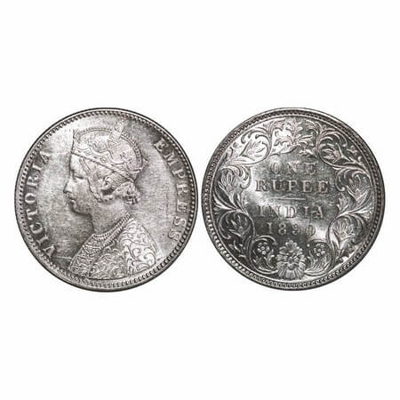 Victoria Empress, Silver, Rupee, 1890, Bombay Mint, C2/I, 'B' incused. GK 566. Uncirculate