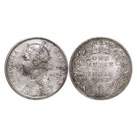 Victoria Empress, Silver, Rupee, 1893, Bombay Mint, C2/I(ii), 'B' incused. GK 578. Extreme