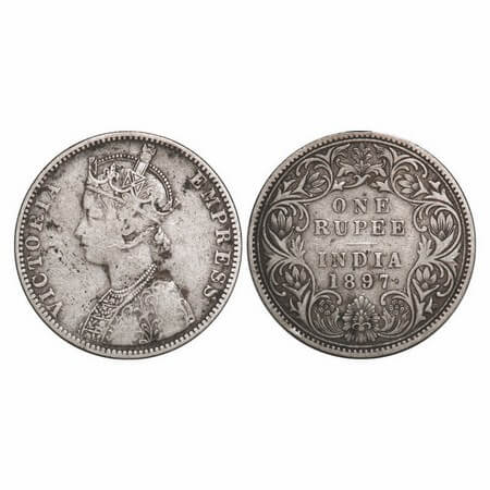 Victoria Empress, Silver, Rupee, 1897, Bombay Mint, C2/I(ii), 'B' incused. GK 581. Very Fi