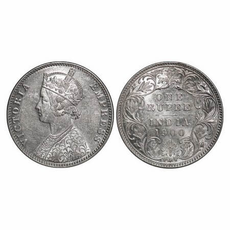 Victoria Empress, Silver, Rupee, 1900, Bombay Mint, A3(i)/I(ii), 'B' incused. GK 589. Unci