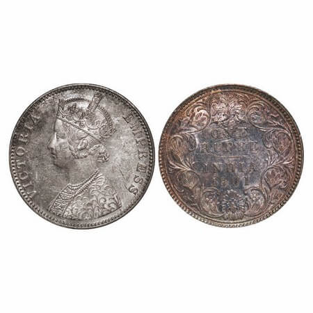 Victoria Empress, Silver, Rupee, 1901, Bombay Mint, C2(ii)/I, 'B' incused. GK 596. Brillia