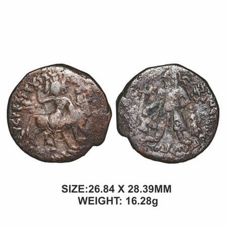 Kushana Dynasty, Wima Kadphises, (c. 113-127 AD), Copper, Drachma, 16.28g, Obv: King stand