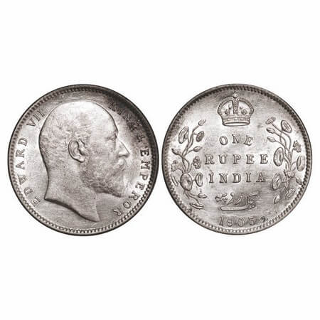 Edward VII, Silver, Rupee, 1903, Calcutta Mint, No mint mark, Normal 5 Diamonds. GK 924. A