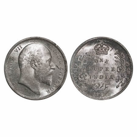 Edward VII, Silver, Rupee, 1903, Calcutta Mint, No mint mark, Normal 5 Diamond. GK 924. Br
