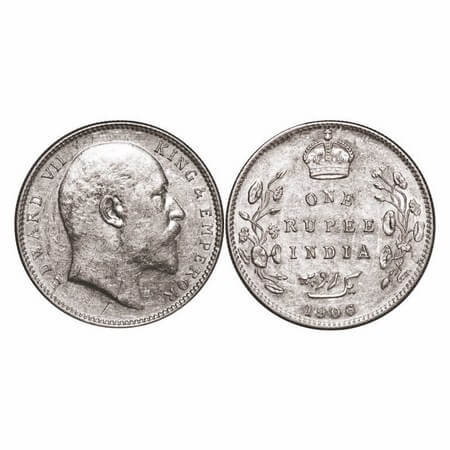 Edward VII, Silver, Rupee, 1906, Bombay Mint, 'B' incused, Dot. GK 940. Almost Uncircualte