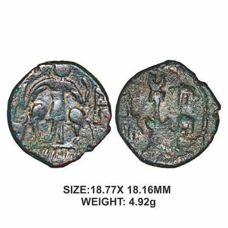 Later Kushana, Kaut Kula of Punjab Region, Copper Drachma, 4.92g, Obv: Shiva standing with
