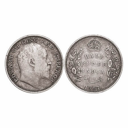 Edward VII, Silver, Half Rupee, 1907, Bombay Mint, 'B' incused, Dot. GK 965. Extremely Fin