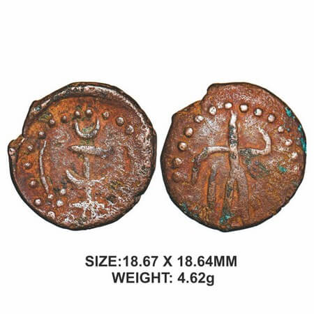 Later Kushana, Kaut Kula (c. 350-450 AD), Copper Drachma, 4.62g, Obv: Shiva standing with 