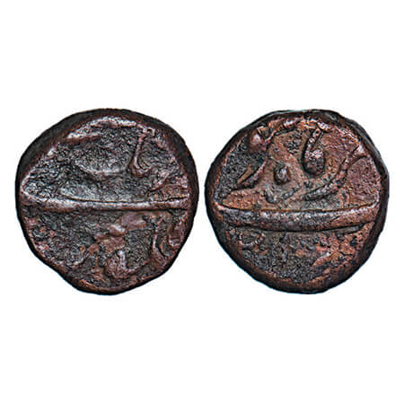 Aurangzeb, Copper ½ Paisa, 6.75g, Burhanpur Mint. KM Unlisted. Very Fine, Very Scarce.