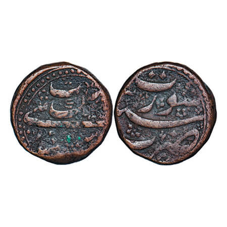 Aurangzeb, Copper Paisa, 20.62g, Surat Mint, 15 RY. KM 285.11 Unlisted type. Very Fine, Ve