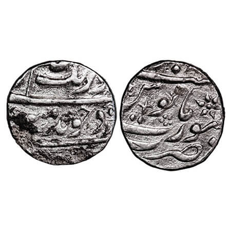 Aurangzeb, Silver ½ Rupee, 5.56g, Surat Mint, complete mint name at bottom, KM 294.6. Abou