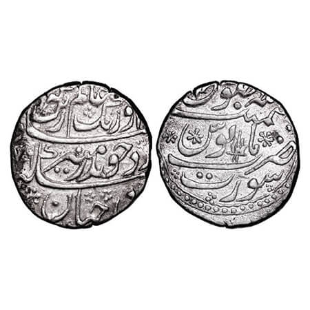 Aurangzeb, Silver Rupee, 11.47g, Surat Mint, AH (10)79, beautiful flower mint marks overal