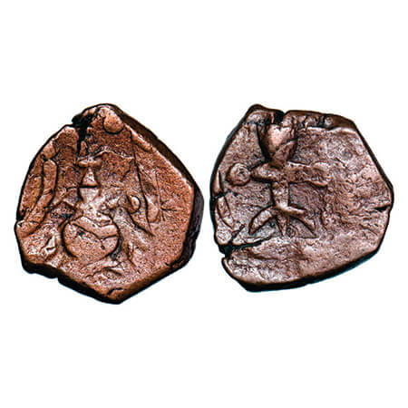 Dhar, Copper Kachha Paisa, 9.62g, British Protectorate, INO Shah Alam II, 'Gada' on obvers
