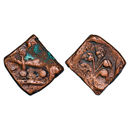Dhar or Jhabhua, Copper Square Kachha Paisa, 10.06g, British Protectorate, INO Shah Alam I
