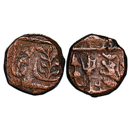 Gwalior, Copper Paisa, 14.75g, Jankoji Rao (AH 1243-1259 / 1827-1843 AD), Bhilsa Mint, 6 R