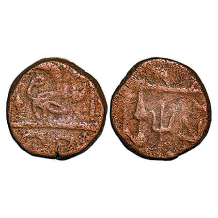 Gwalior, Copper Paisa, 12.98g, Jankoji Rao (AH 1243-1259 / 1827-1843 AD), Bhilsa Mint, Obv