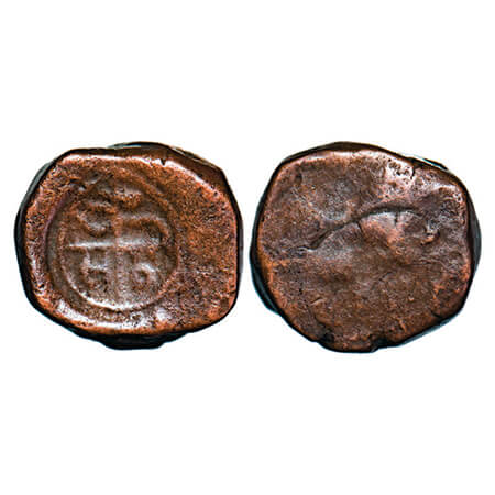 Gwalior, Copper Paisa 11.45g, Bhilsa Mint, with circular shape counter-mark nagari 'Sa' an