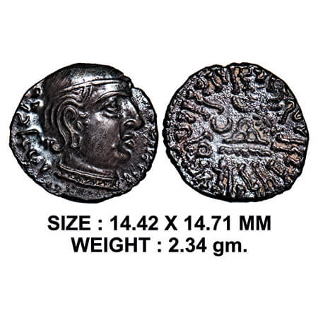Western Kshatrapas, Rudrasimha I, s/o Rudradaman I, as Mahakshatrapa, Silver Drachma, 2.34