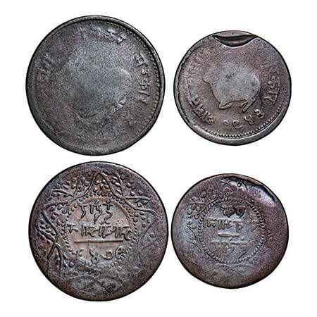 Indore, Copper ¼ & ½ Anna (2 Coins), 6.51/13.33g, Shivaji Rao Holkar (VS 1943-1969/1886-19