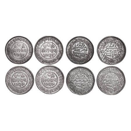 Kutch, Silver 5 Kori (2 Coins), Khengarji III, INO Victoria Empress, VS 1938/1881 AD, Edge
