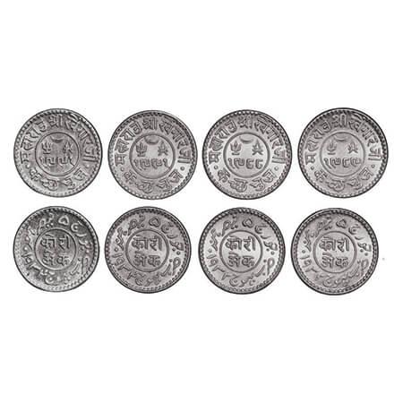 Kutch, Silver Kori (4 Coins), Khengarji III, INO George V, VS 1988/1932, 1989/1932, 1991/1
