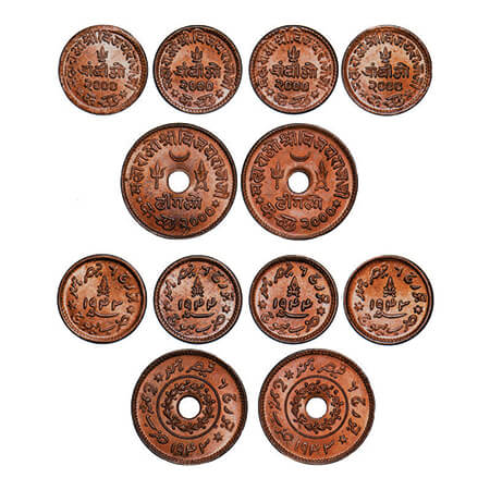 Kutch, Copper, (6 Coins), Vijayarajji (VS 1998-2004/1942-1948 AD), INO George VI, Dhinglo(