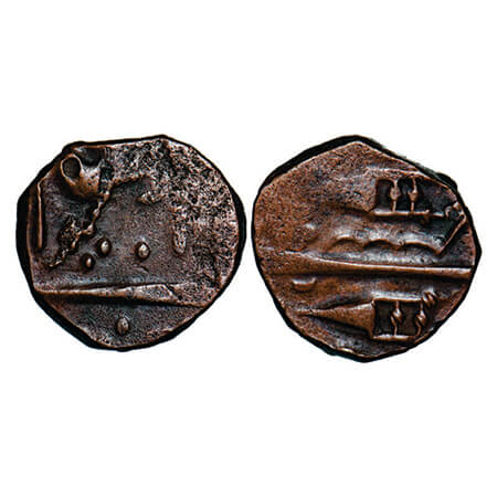 Lunawada, Copper Paisa, 9.11g, Fateh Singhji (VS 1860-1905/1803-1849 AD), round shaped, tw