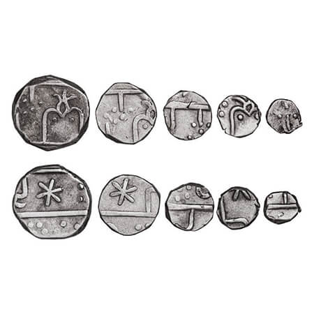 Mewar, Chandori, A set of Silver (5 coins), Rupee, ½, ¼ , 1/8, & 1/16, British Protectorat
