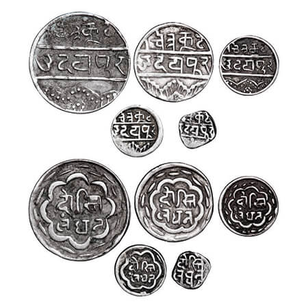 Mewar, Swarupshahi, A set of Silver (5 coins), crude type, Rupee, ½, ¼ ,1/8 & 1/16, Fatteh