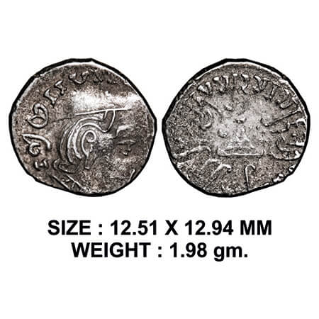Western Kshatrapas, Rudrasena II s/o Virdaman, Kardamaka Family, Silver Drachma, 1.98g, SE