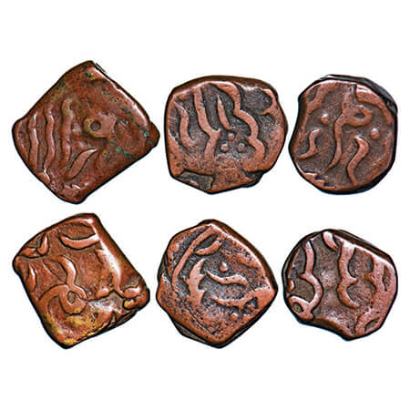 Mewar Feudatories - Salumba, Copper Paisa (3 Coins), Anonymous Issue, crude legend on both