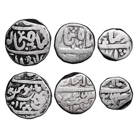 Mewar Feudatories - Shahpur, Silver Rupee, ½, ¼ (3 Coins), Shahjahanabad Mint, 12 RY. KM 2