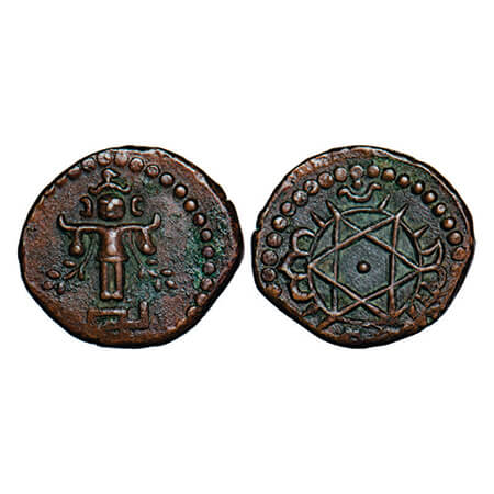 Travancore, Copper 4 Cash, 2.58g, Uthram Thirunal Marthanda Varma (ME 1022-1036/ 1847-1860