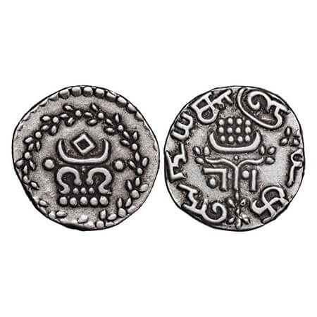 Travancore, Silver Velli Fanam, 1.47g, (1860-1861 AD) issue, Rama Varma IV (ME 1035-1055 /