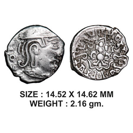 Guptas, Kumaragupta I (AD 414-455), Silver Drachma, Garuda type, 2.16g, Obv: Portrait of t
